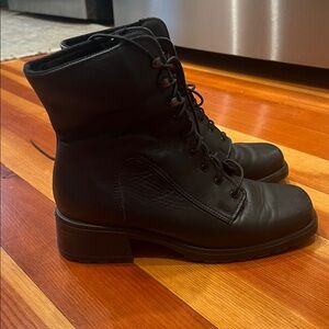 Lace Up Black leather boots